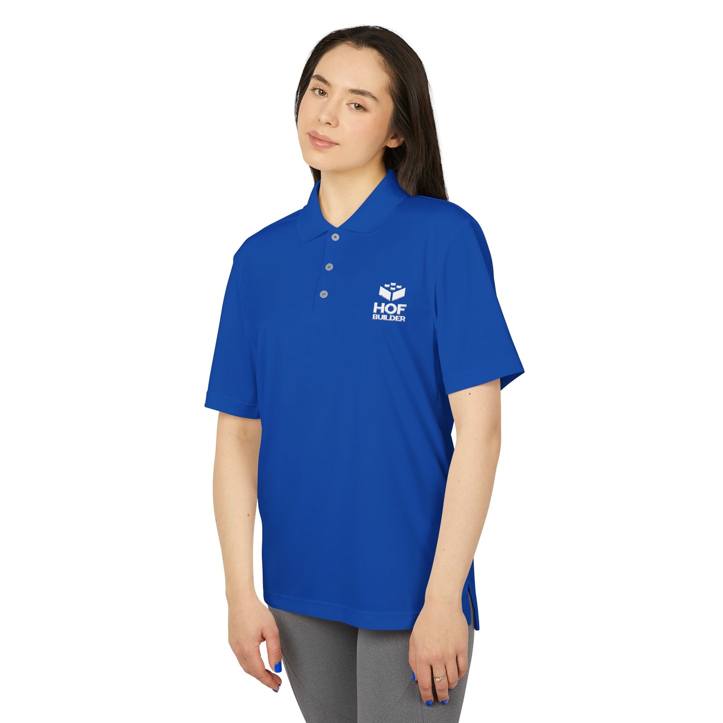 HOF Academy Blue Performance Polo - Embroidered Logo