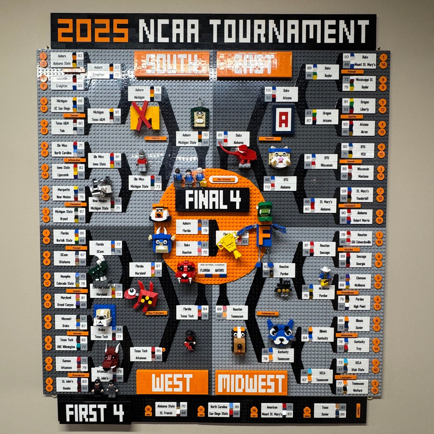 Custom LEGO 2025 NCAA Tournament bracket