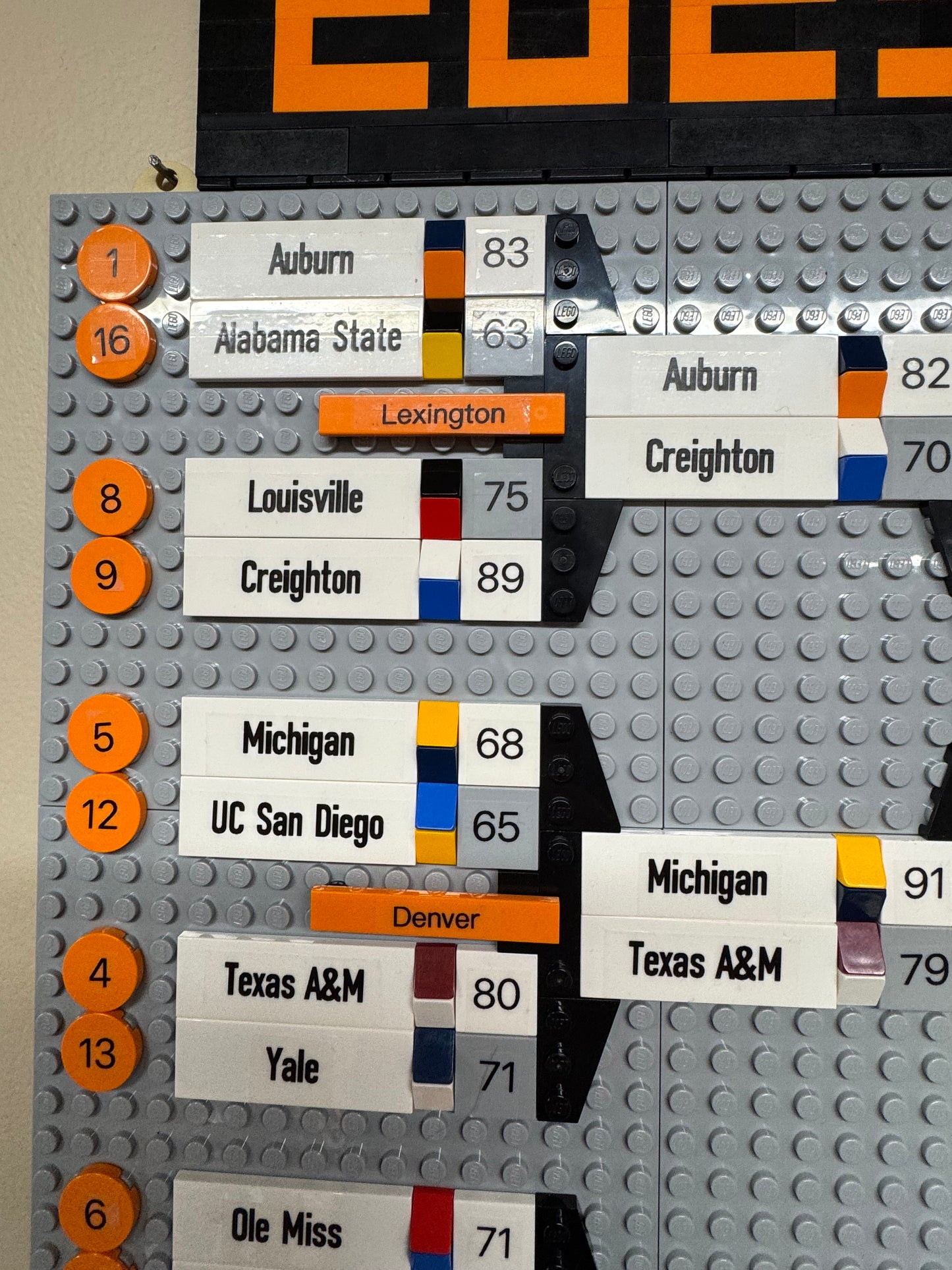 Custom LEGO 2025 NCAA Tournament bracket